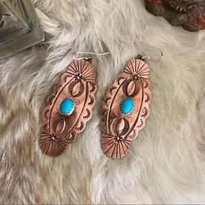 Bronze & Turquoise Drop Earring